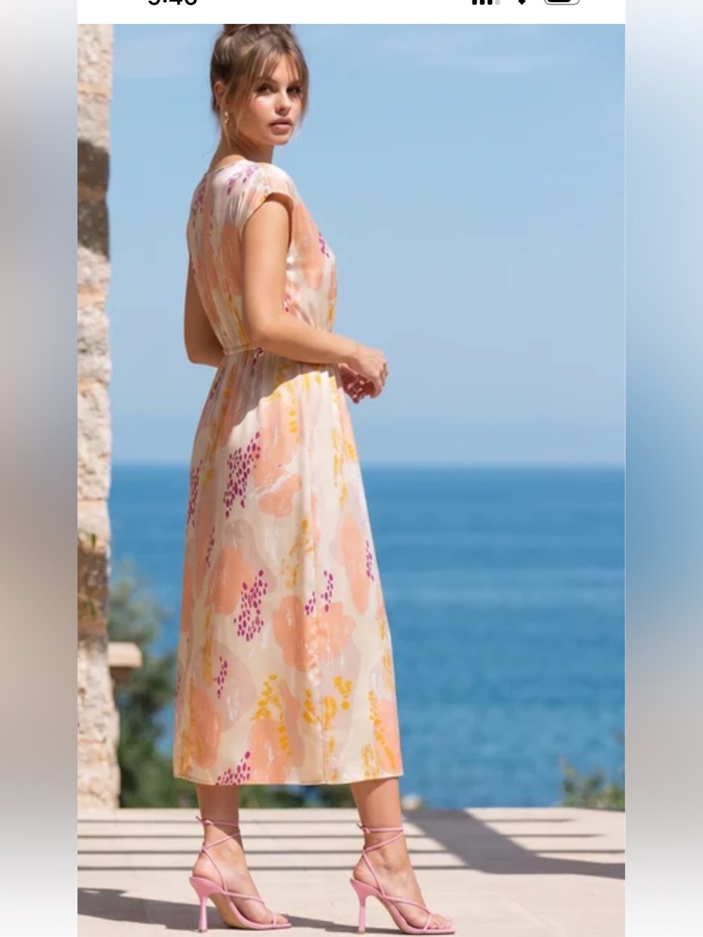 TAIFUN Floral V-Neck Midi Dress, size 6 (US)